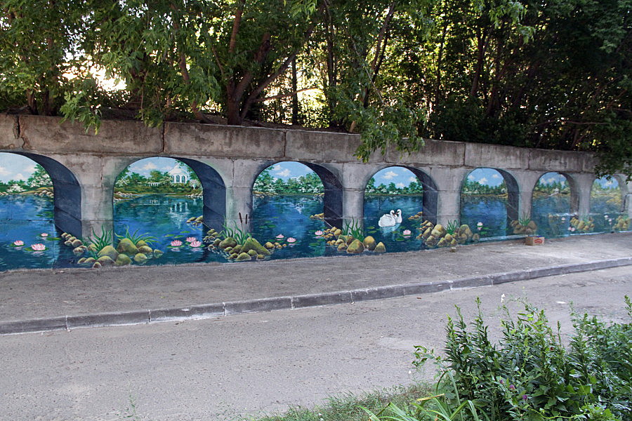 Там лилии цветут: серую стену в казанском дворе превратили в идеальный пейзаж для селфи