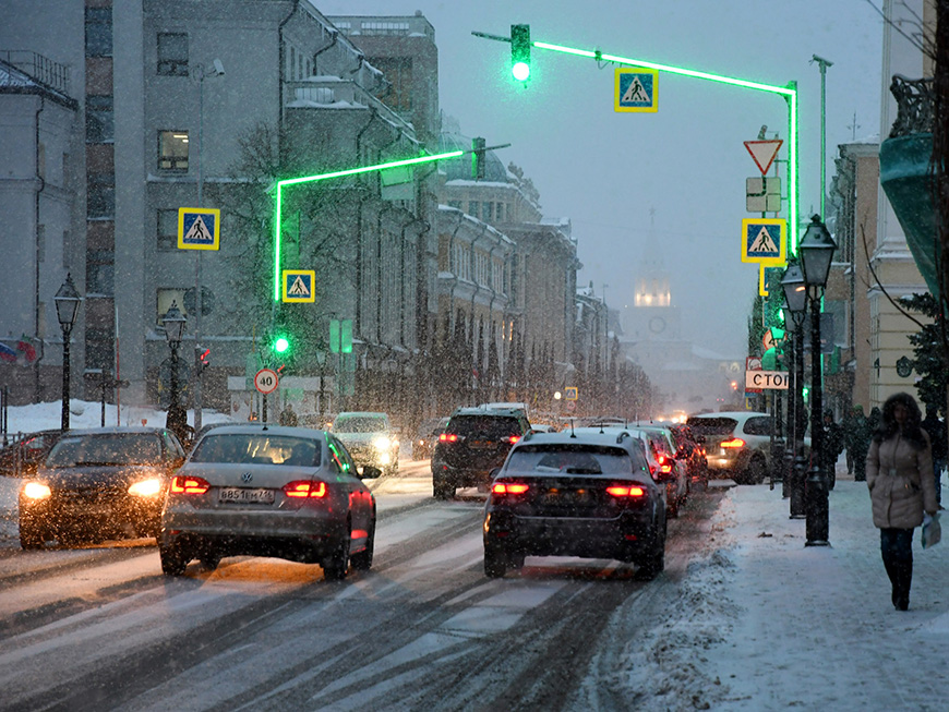 Из-за непогоды в Казани не работают 10 светофоров