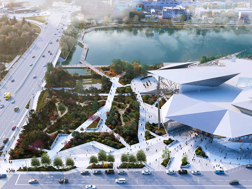 В Казани приступили к монтажу фасада нового театра Камала