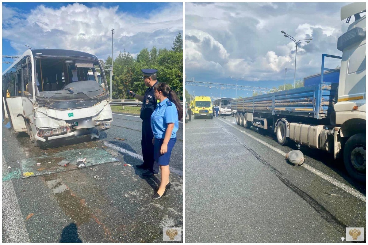 Под Казанью водитель автобуса врезался в ехавший впереди грузовик
