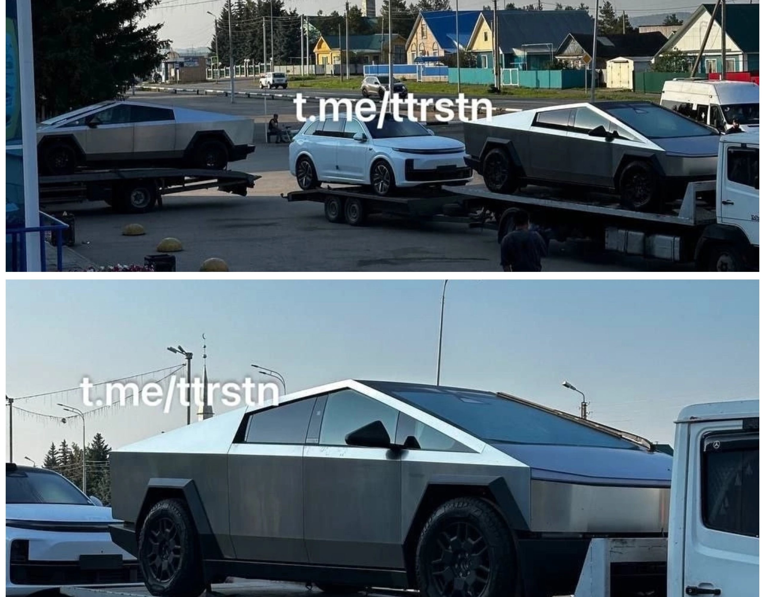 В татарстанском селе засняли два Tesla Cybertrack