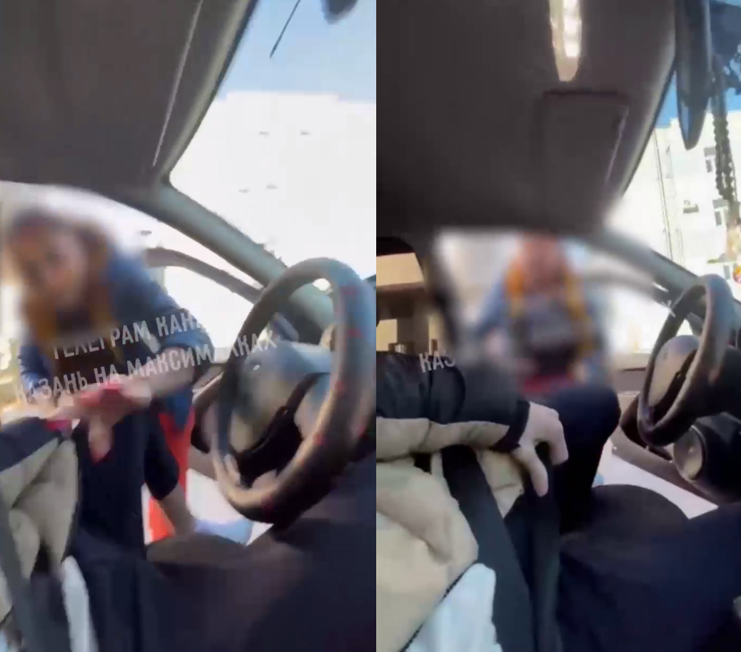 Женщина напала на учебную машину из-за стиля вождения ученика в Казани