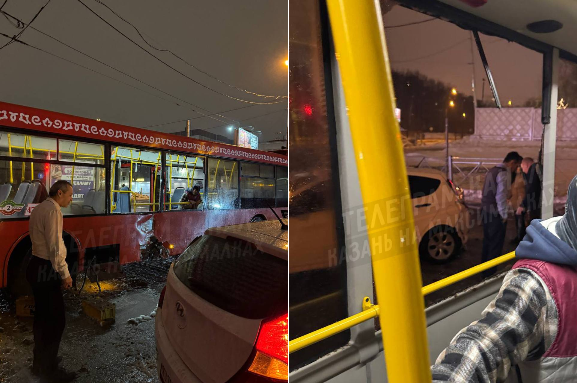 Краснобус влетел в легковушку на Завойского в Казани: есть пострадавшие