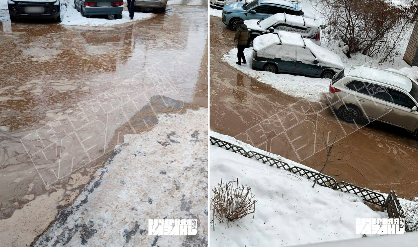 В Казани на улице Вишневского жители три дня остаются без воды из-за прорыва