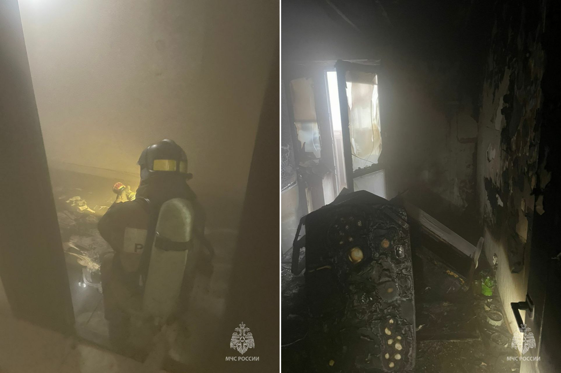 На пожаре в Набережных Челнах спасатели вытащили женщину из огня