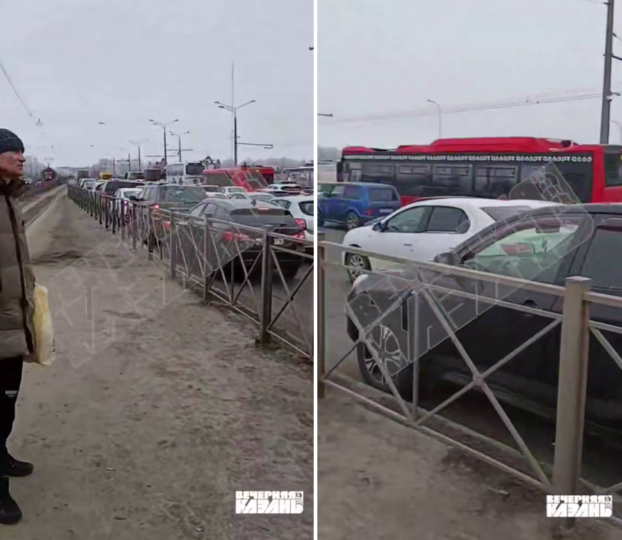 Огромная пробка образовалась на Ямашева из-за ДТП