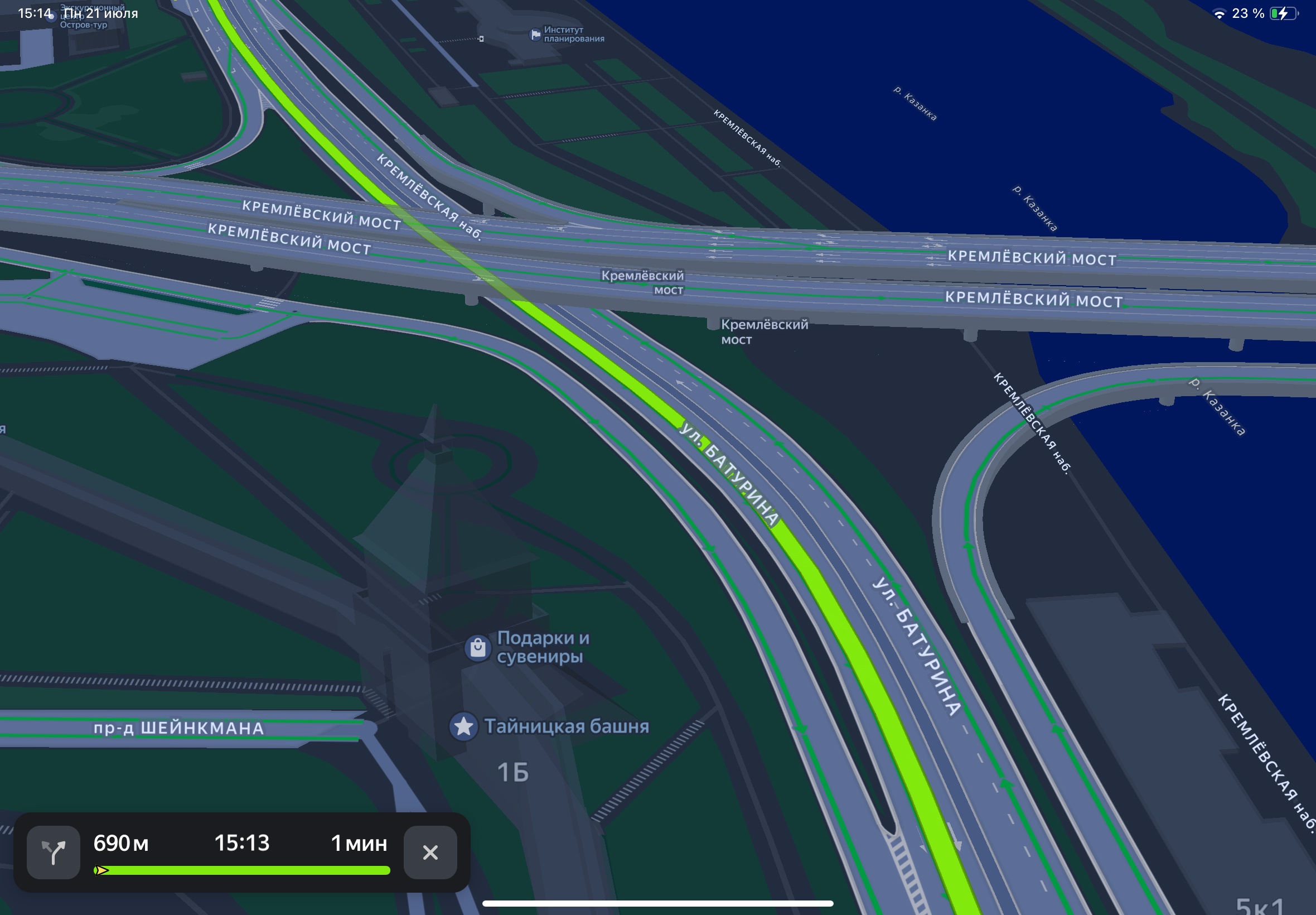 В Яндекс Карты добавили детальные автомобильные развязки, мосты и туннели Казани