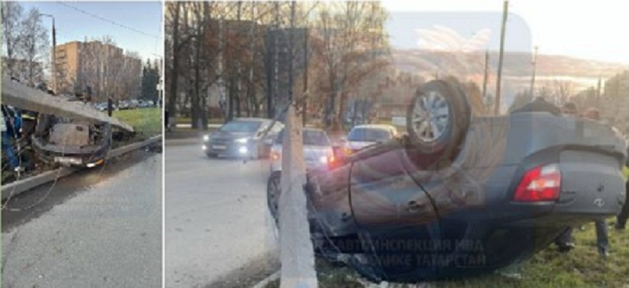 В Нижнекамске погиб водитель перевернувшейся «Лады»