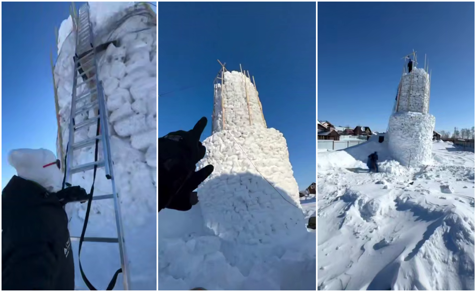 Казанский блогер строит 16-метрового снеговика и уже побил рекорд России