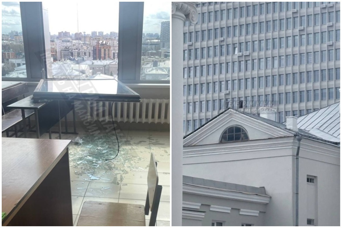 В КФУ из-за сильных порывов ветра разбилось окно